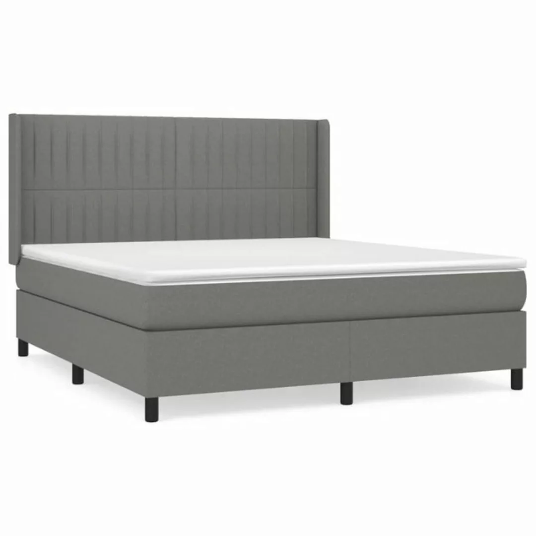 vidaXL Boxspringbett Boxspringbett mit Matratze Dunkelgrau 180x200 cm Stoff günstig online kaufen