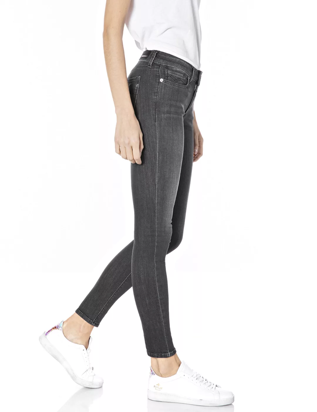 Replay Damen Jeans Luzien - Skinny Fit - Schwarz - Black günstig online kaufen