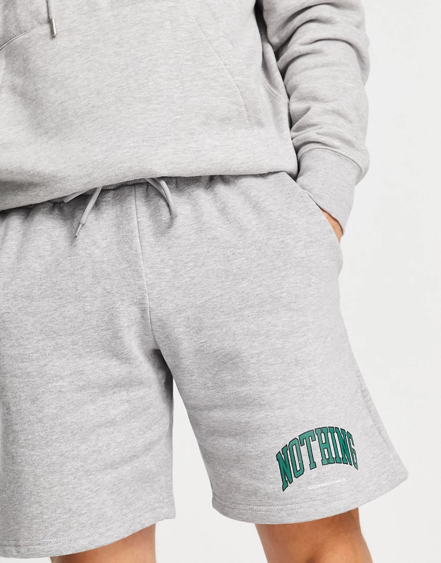 Good For Nothing – Jogging-Shorts in Grau mit Print am Bein, Kombiteil günstig online kaufen