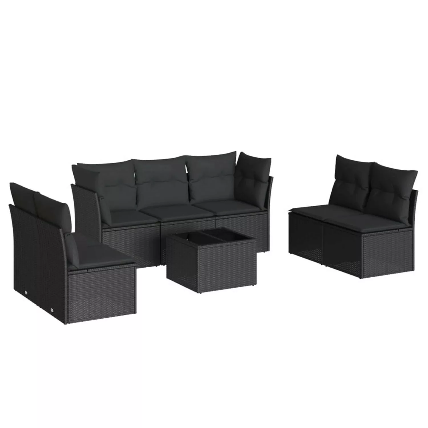 vidaXL 8-tlg Garten-Sofagarnitur mit Kissen Schwarz Poly Rattan Modell 91 günstig online kaufen