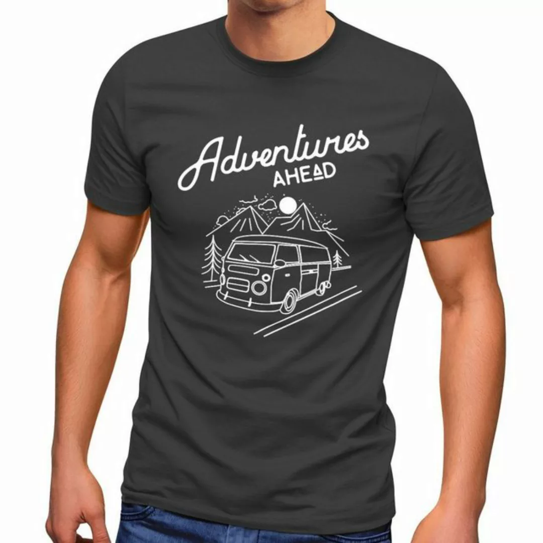 MoonWorks Print-Shirt Herren T-Shirt Bus Retro Abenteuer Adventures Ahead m günstig online kaufen