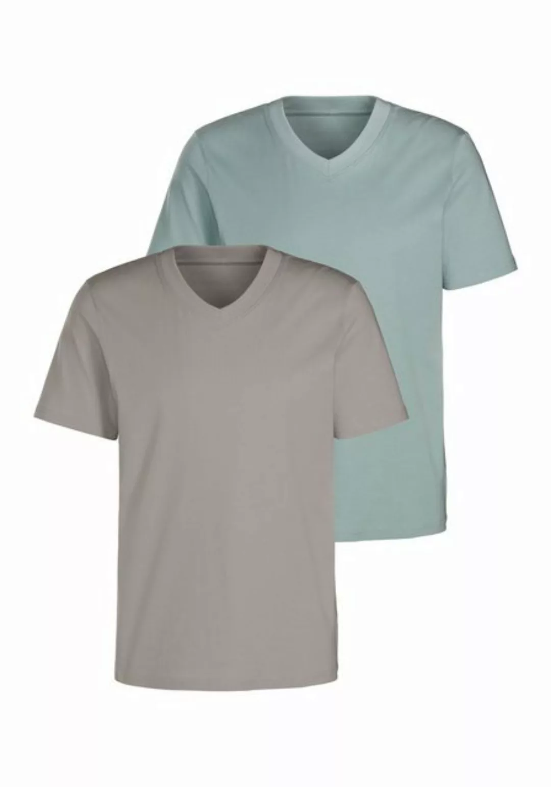 KangaROOS V-Shirt Regular Fit, (2er-Pack) Freizeitshirt mit Kurzarm, V-Auss günstig online kaufen