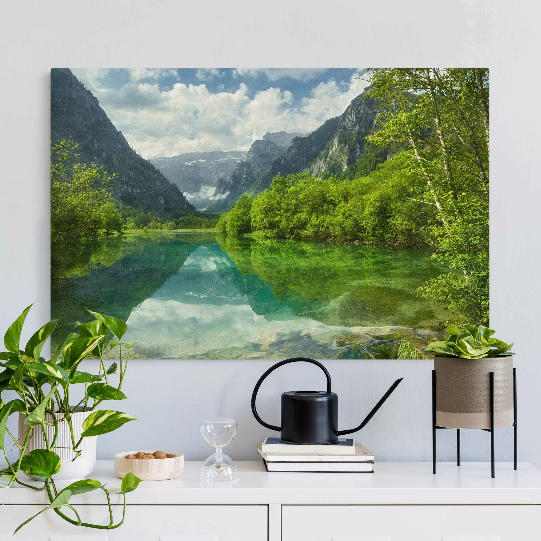 Leinwandbild auf Naturcanvas Bergsee mit Spiegelung günstig online kaufen