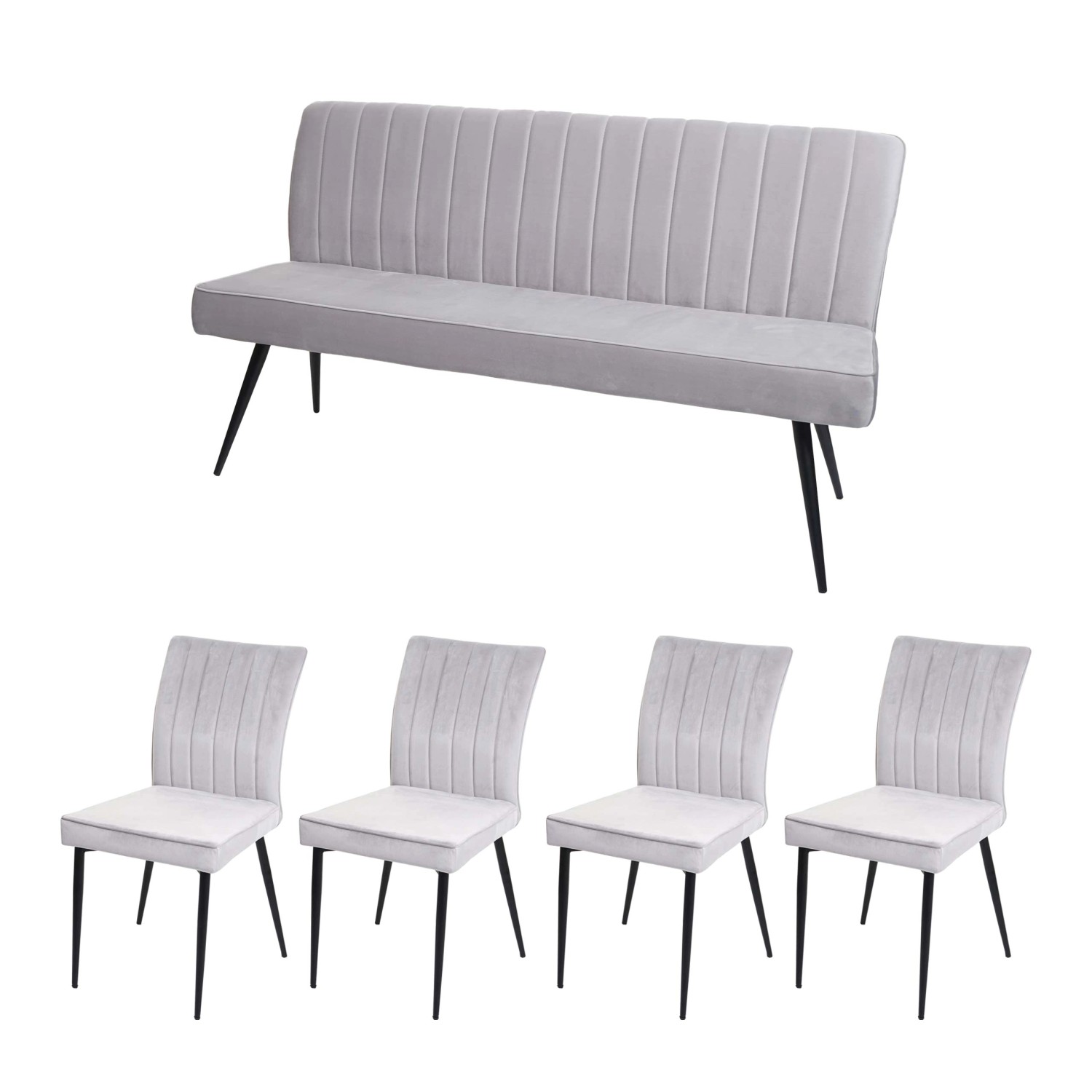 MCW Esszimmer-Set K16 5-teilig Hellgrau günstig online kaufen