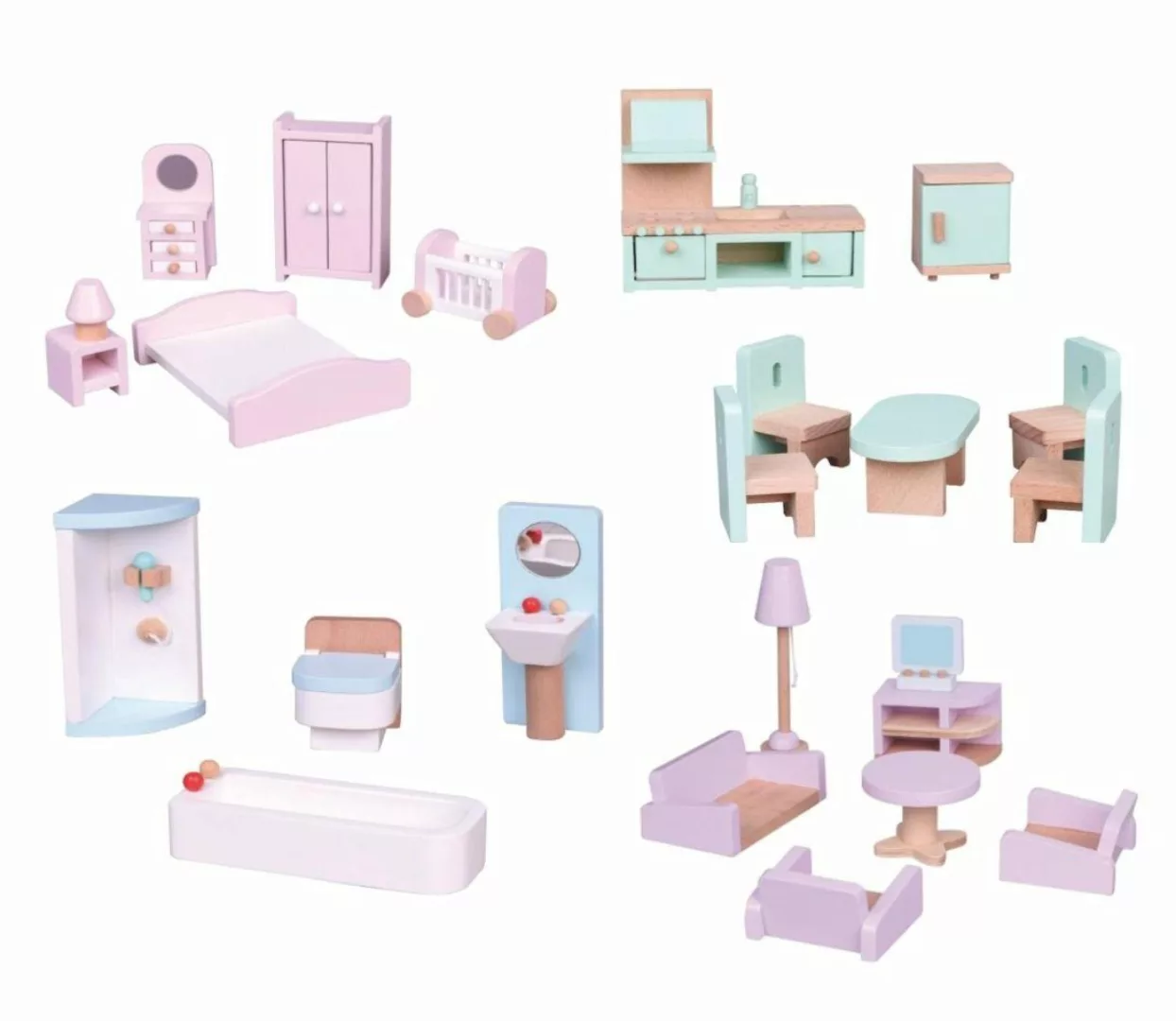 Lelin Puppenhausmöbel 28 teiliges Set - günstig online kaufen