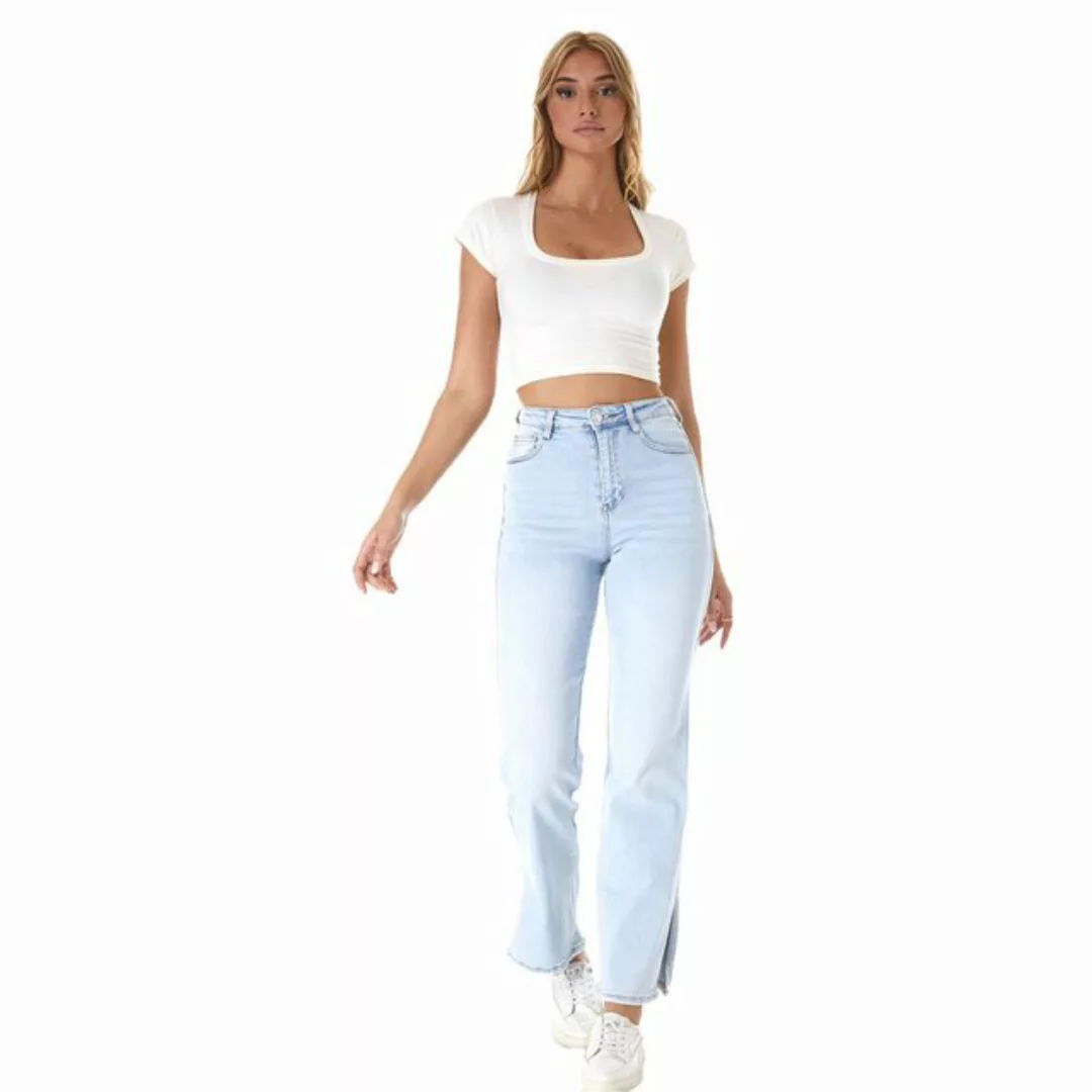 Ital-Design Weite Jeans Damen Freizeit (86537202) Used-Look Stretch High Wa günstig online kaufen