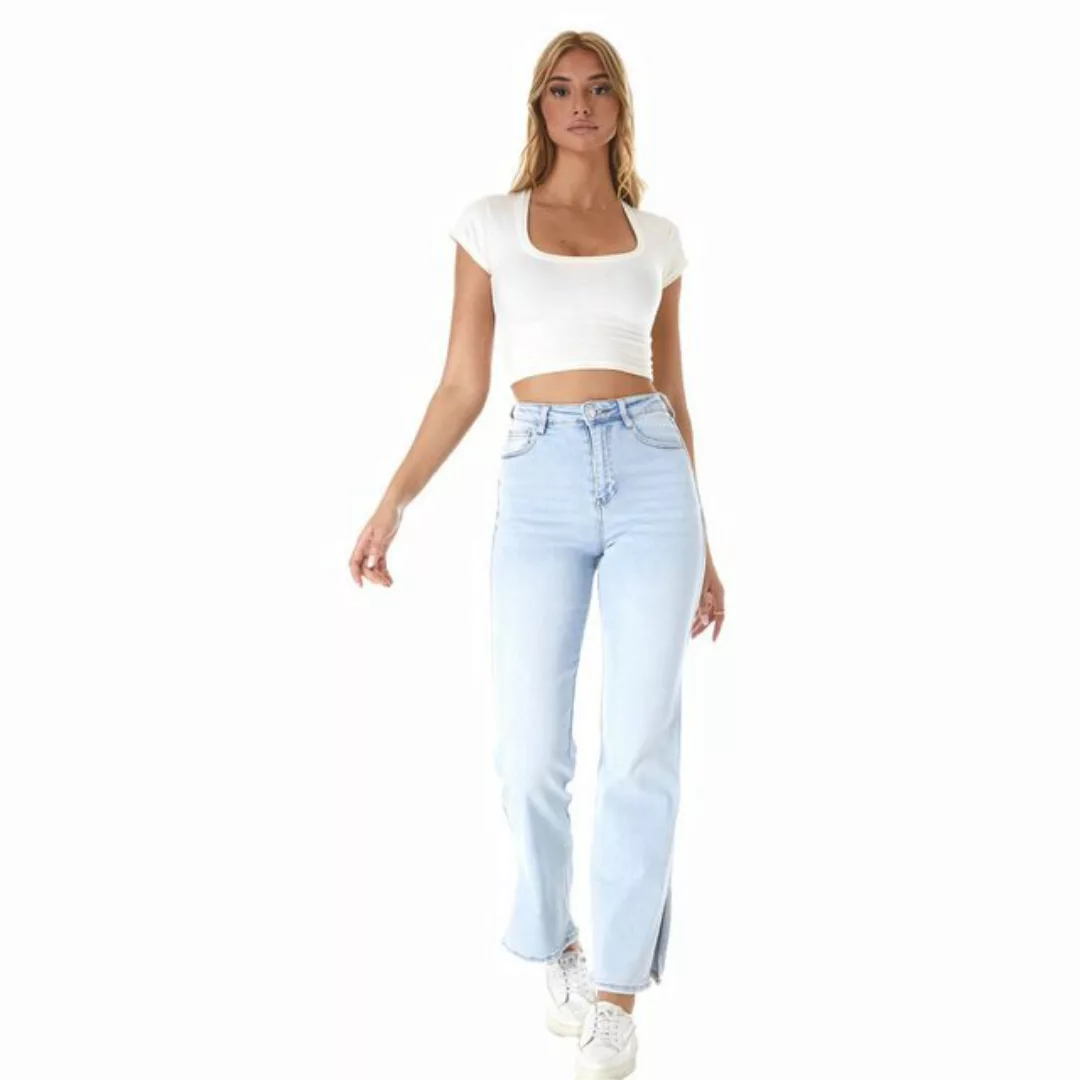 Ital-Design Weite Jeans Damen Freizeit (86537204) Used-Look Stretch High Wa günstig online kaufen