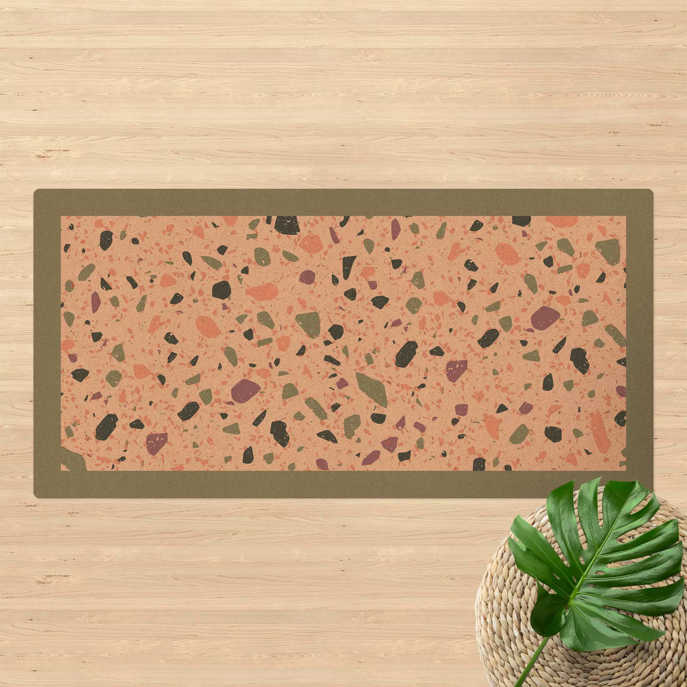 Kork-Teppich Detailliertes Terrazzo Muster Agrigento mit Rahmen günstig online kaufen