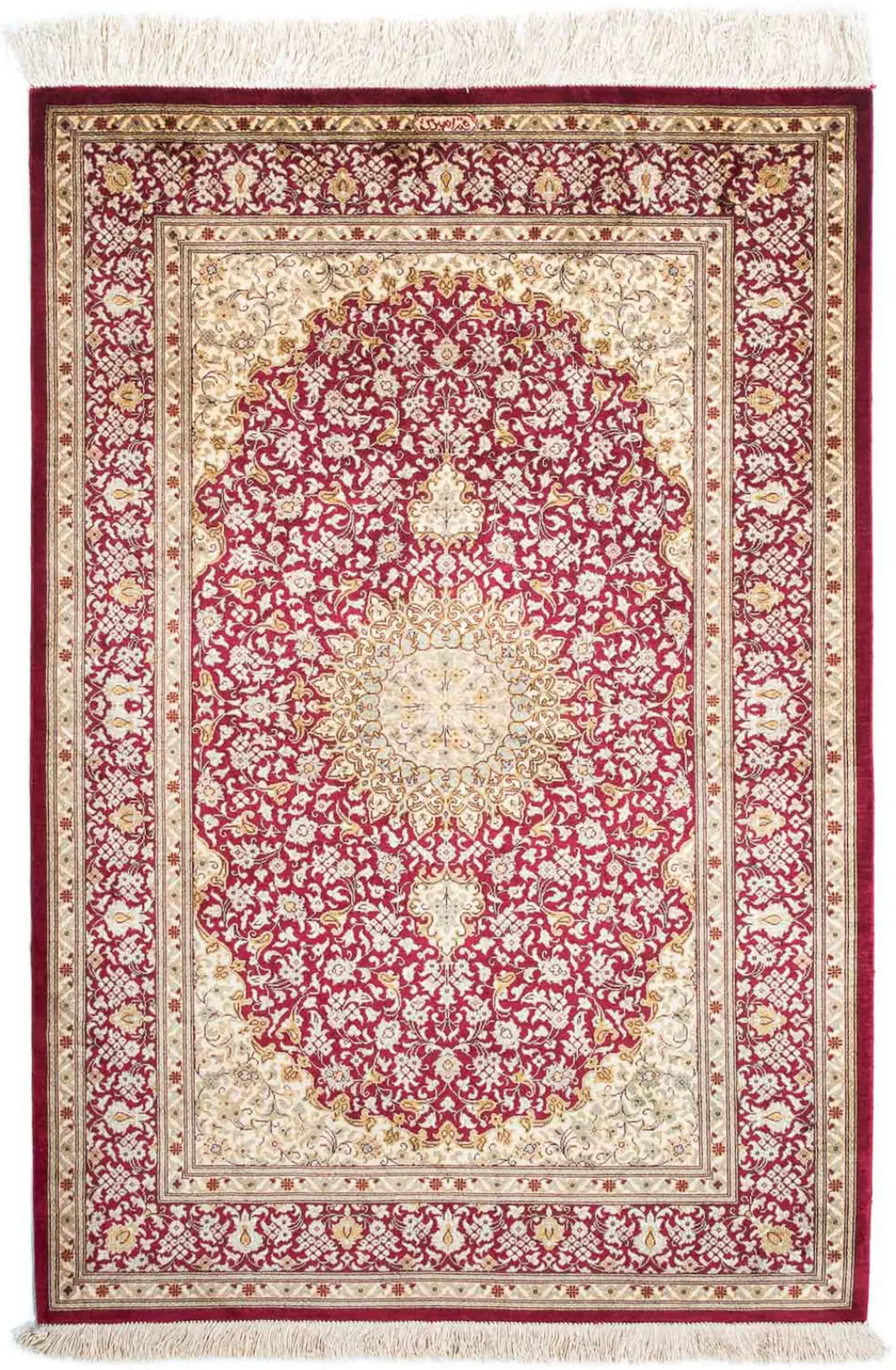 morgenland Orientteppich »Hereke - 122 x 76 cm - dunkelrot«, rechteckig, 3 günstig online kaufen