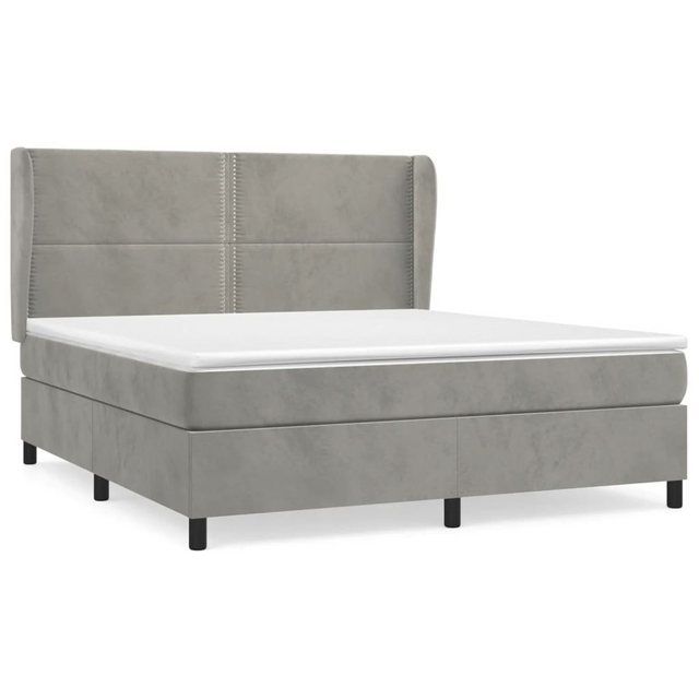 vidaXL Bettgestell Boxspringbett mit Matratze Hellgrau 180x200 cm Samt Bett günstig online kaufen