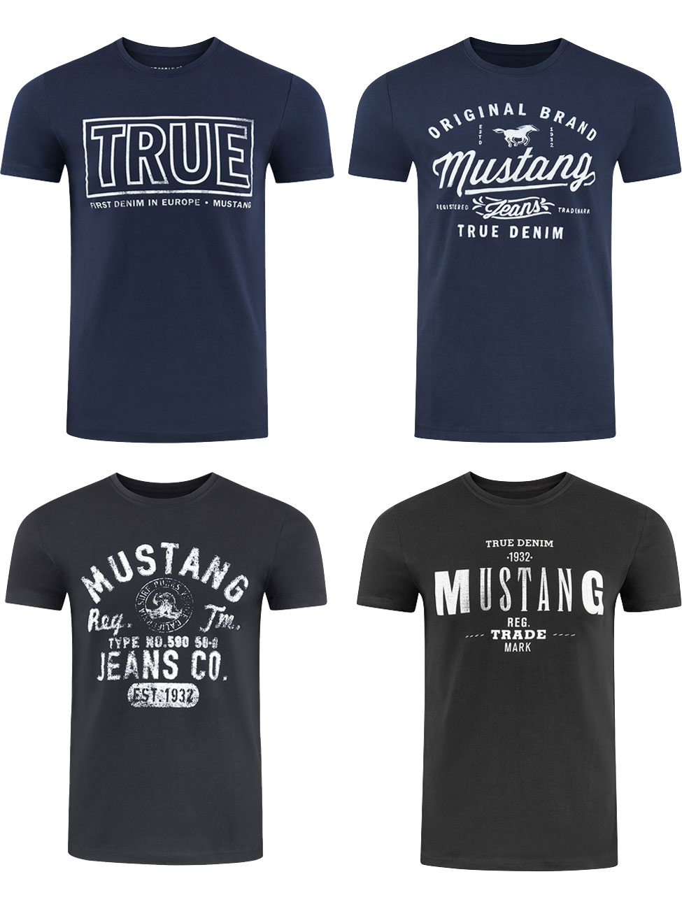 MUSTANG Tshirt Herren Baumwolle Regular Fit 4er Pack günstig online kaufen