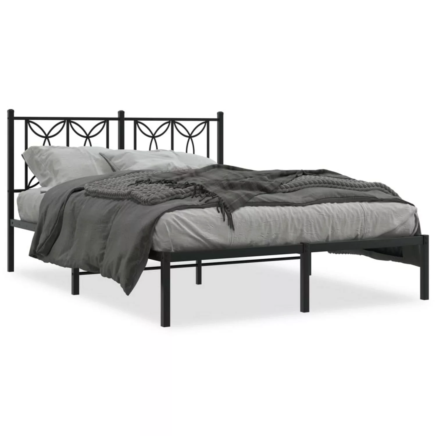 vidaXL Bett, Bettgestell mit Kopfteil Metall Schwarz 140x190 cm günstig online kaufen