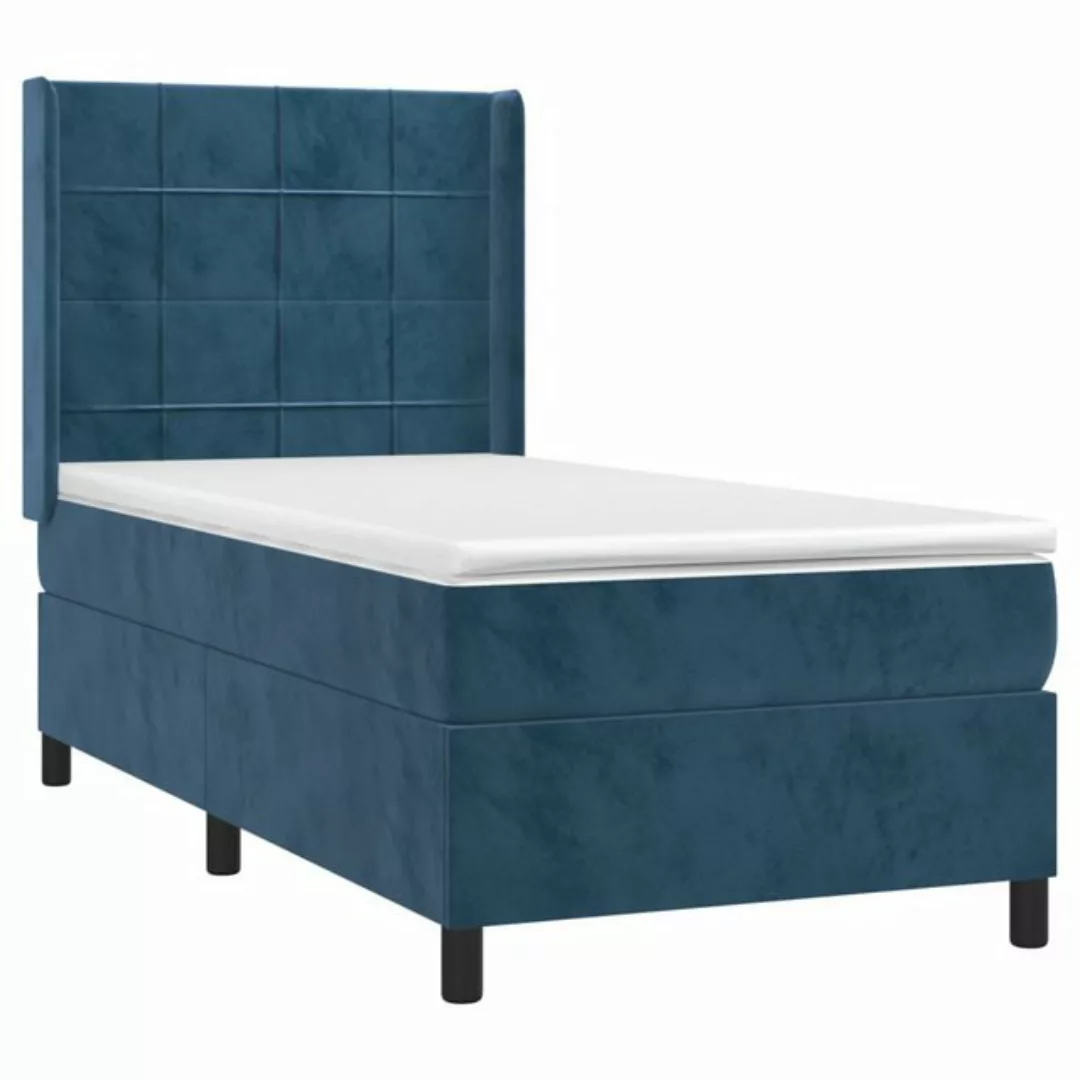 vidaXL Boxspringbett Boxspringbett mit Matratze Dunkelblau 80x200 cm Samt B günstig online kaufen