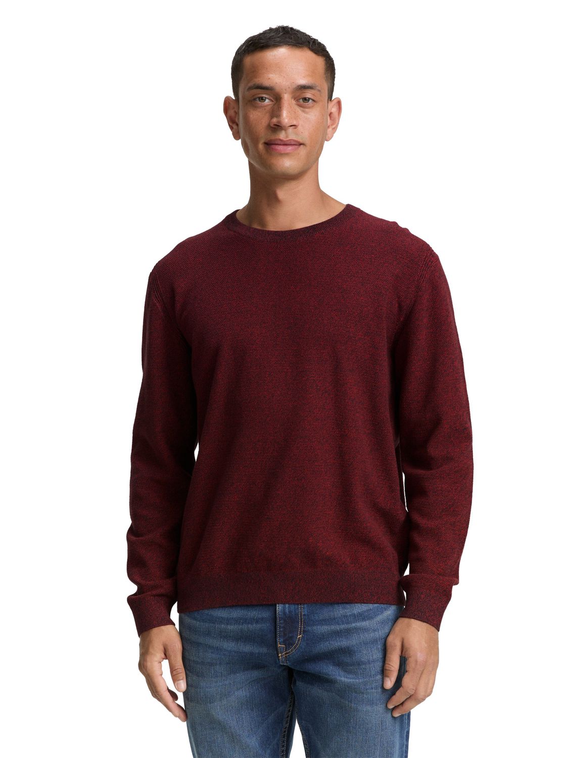 Tom Tailor Herren Rundhals Pullover STRUCTURED CREWNECK KNIT - Regular Fit günstig online kaufen