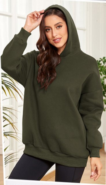 Hoodie Sweatshirt Hoodie Oversized Langarm Damen Pullover mit Kapuze Gruen- günstig online kaufen