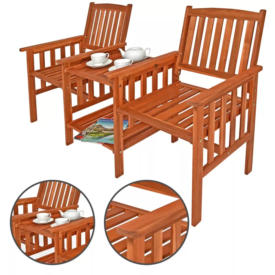 Gartenbank Akazienholz mit Tisch 164x63x91cm günstig online kaufen