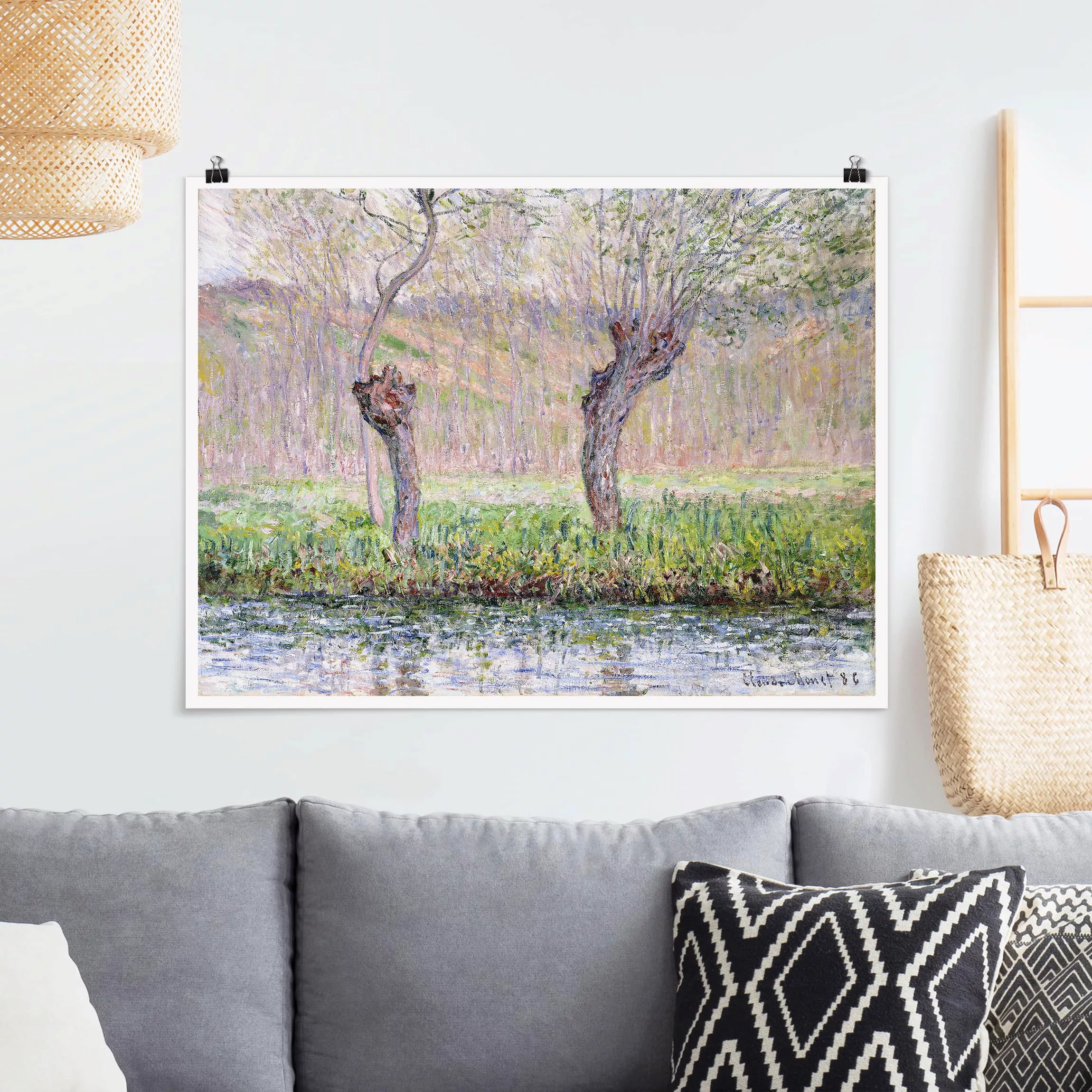 Poster Kunstdruck - Querformat Claude Monet - Weidenbäume Frühling günstig online kaufen
