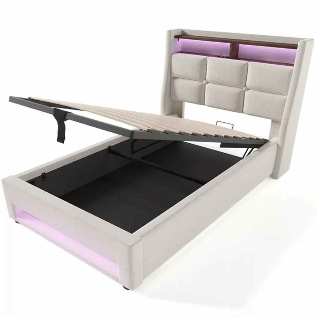 PHOEBE CAT Polsterbett (Funktionsbett, 90x200 cm Hydraulisches Bett mit Lat günstig online kaufen