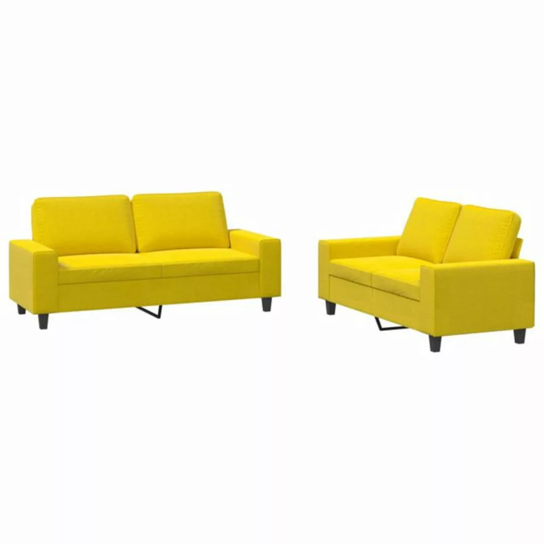 vidaXL Sofa, 2-tlg. Sofagarnitur Hellgelb Stoff günstig online kaufen