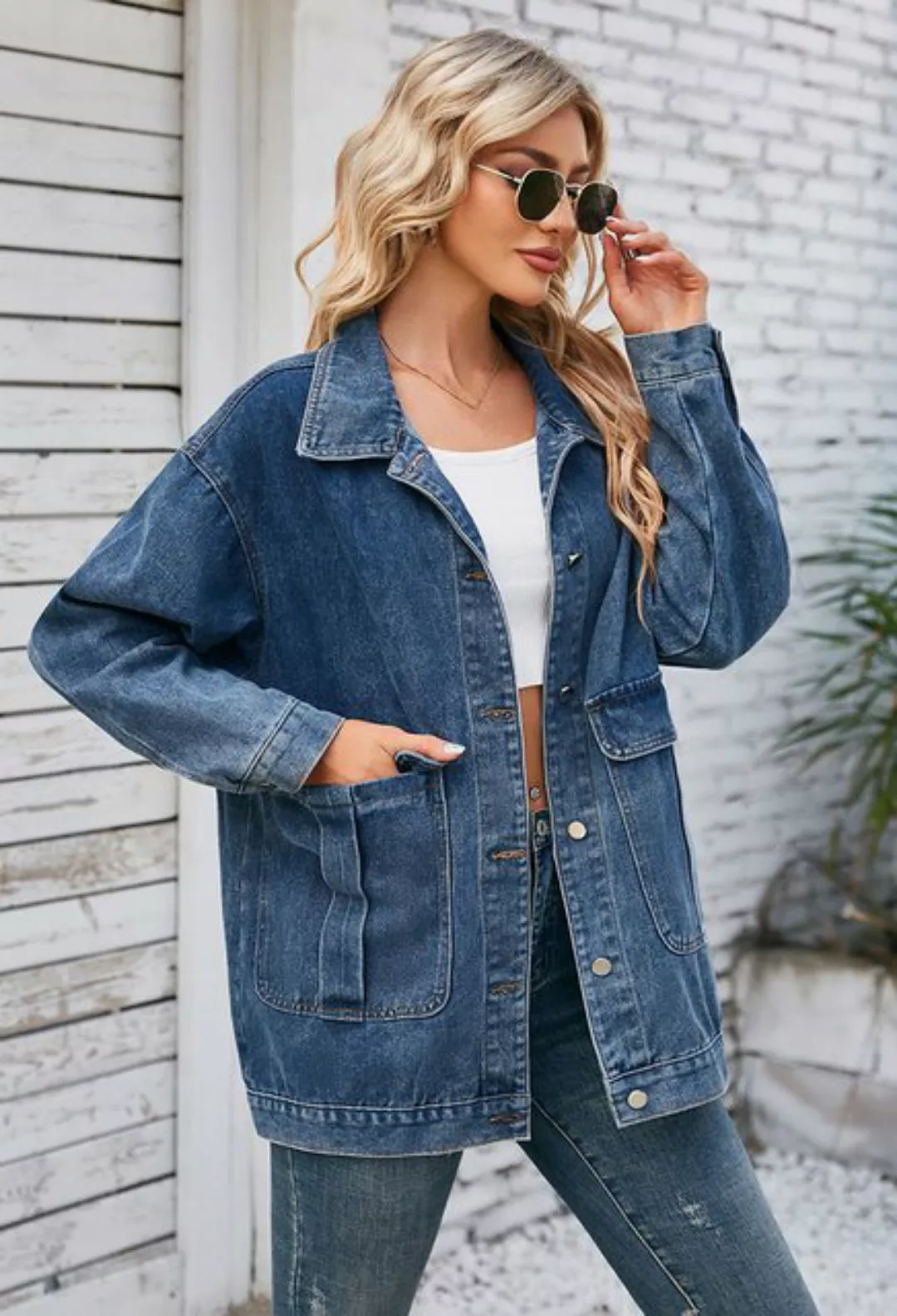 CHENIN Jeansjacke Damen Denim Jacke Arbeit Denim Jacke Vintage Denim Jacke günstig online kaufen