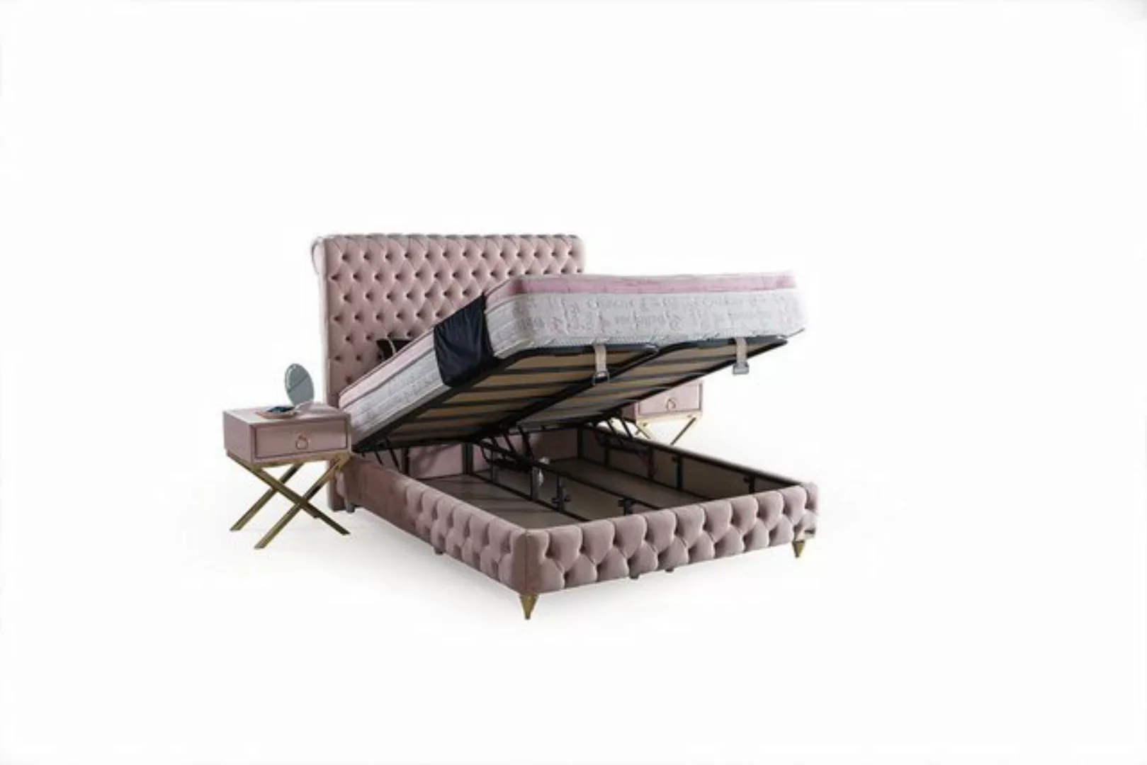 Villa Möbel Polsterbett ROSA DIAMANT (Bett Set, mit gestepptem Kopfteil in günstig online kaufen