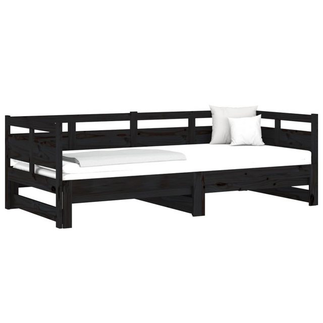 furnicato Bett Tagesbett Ausziehbar Schwarz Massivholz Kiefer 2x(90x200) cm günstig online kaufen