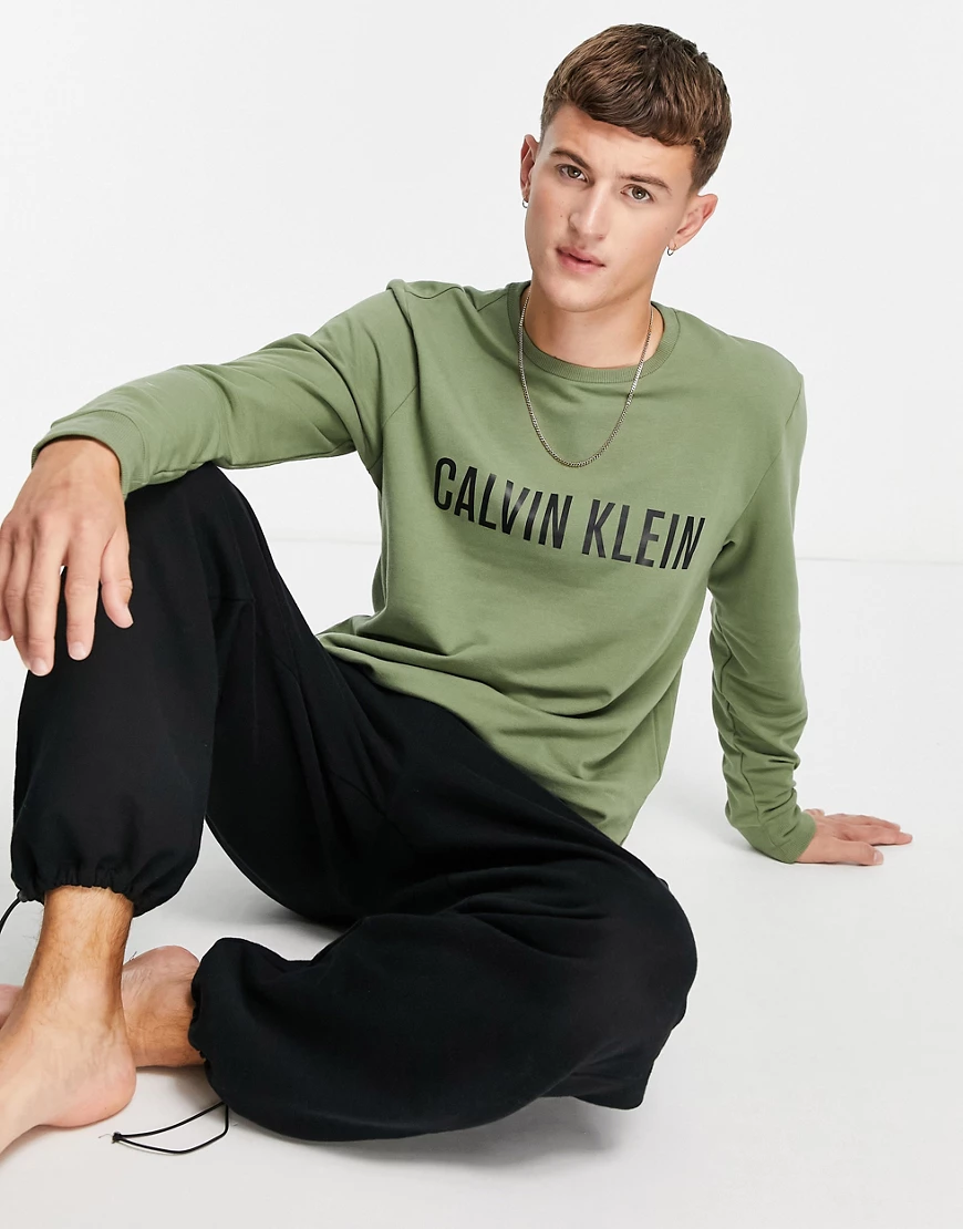 Calvin Klein – Loungewear – Sweatshirt in Grün günstig online kaufen