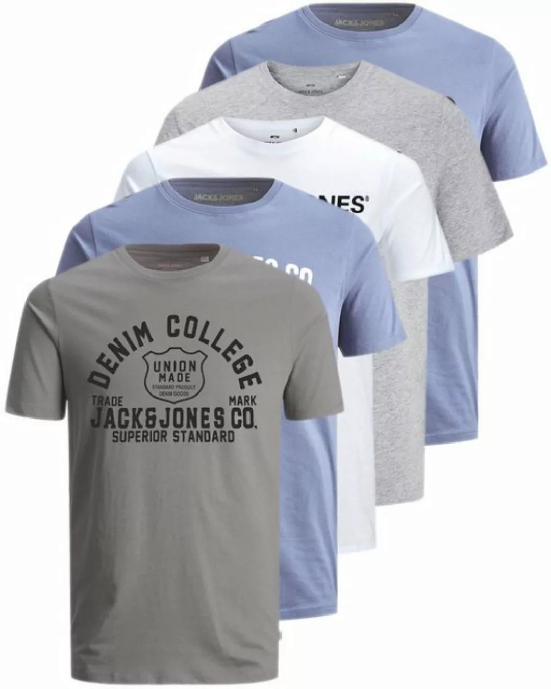 Jack & Jones Print-Shirt (Spar Set, 5er-Pack) T-Shirts mit Aufdruck aus Bau günstig online kaufen