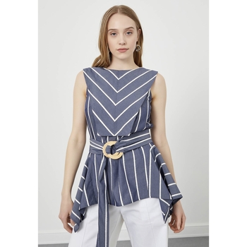 Just Like You  Blusen Ärmellose Bluse mit Rundhalsausschnitt und Gürtel günstig online kaufen