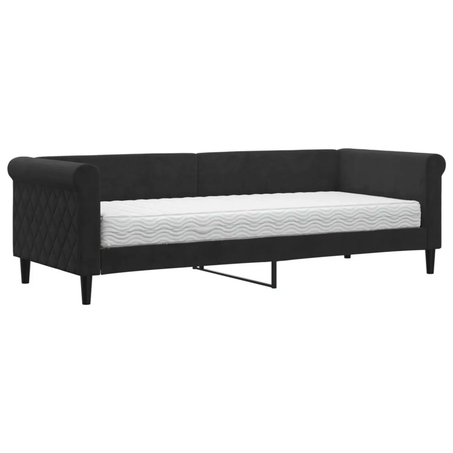 vidaXL Gästebett Gästebett Tagesbett mit Matratze Schwarz 80x200 cm Samt Be günstig online kaufen