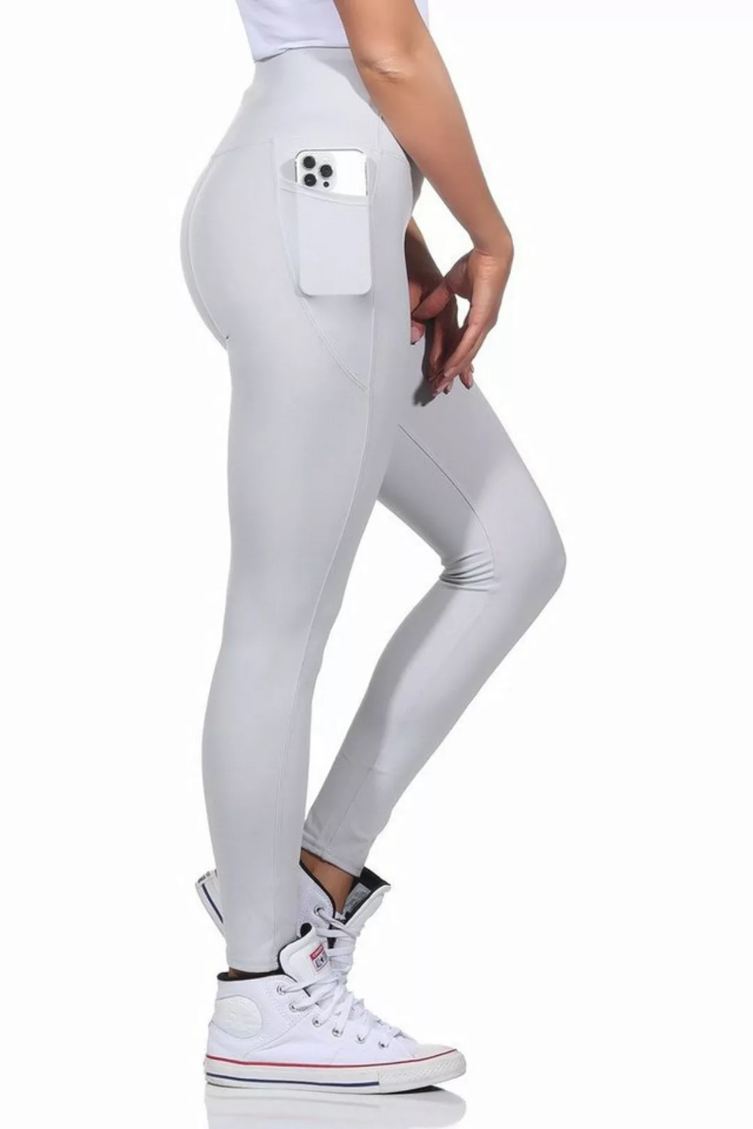 CLEO STYLE Leggings Damen Leggings 9007 2XL/3XL Hellgrau 9007 günstig online kaufen