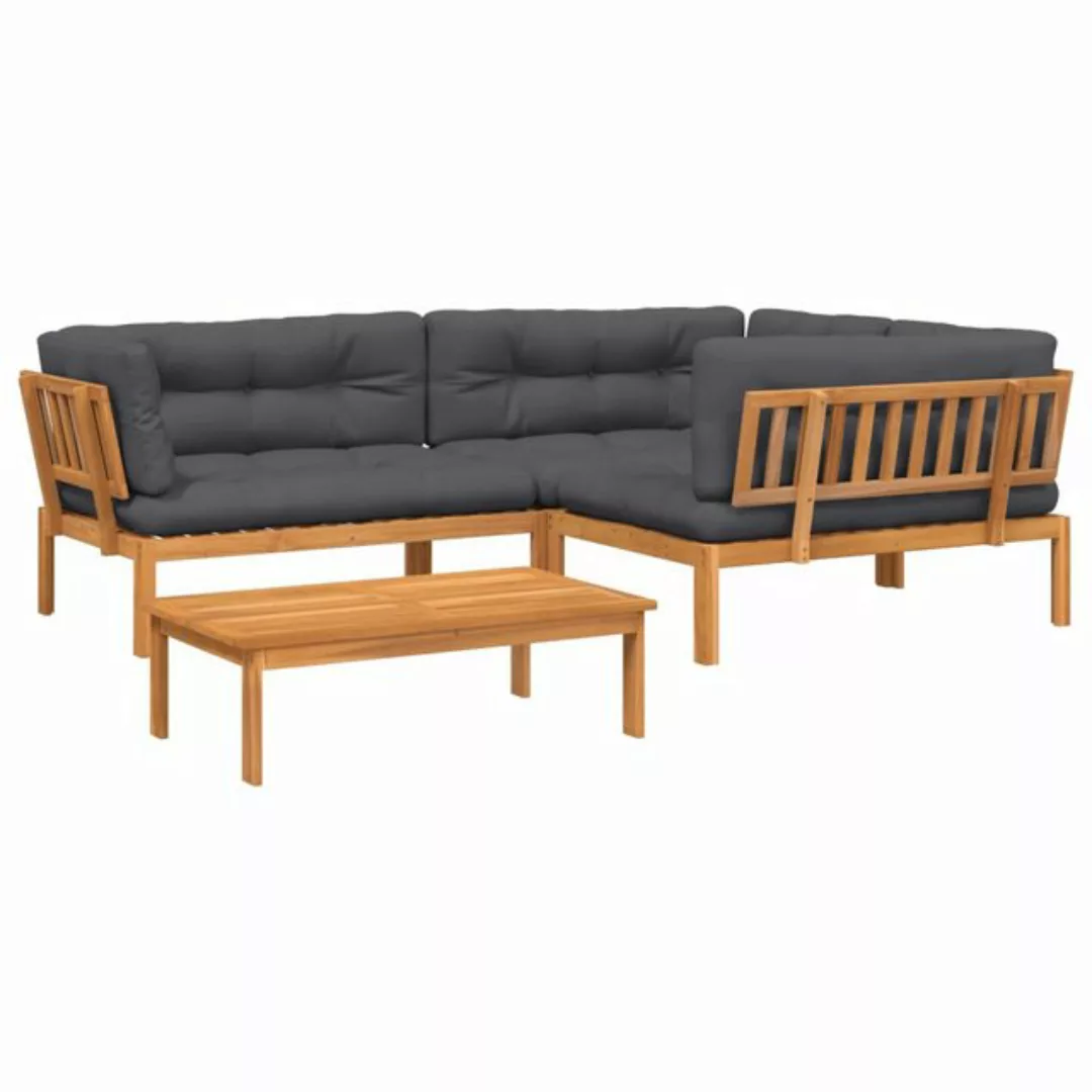 vidaXL Loungesofa 4-tlg. Garten-Sofagarnitur aus Paletten mit Kissen Akazie günstig online kaufen