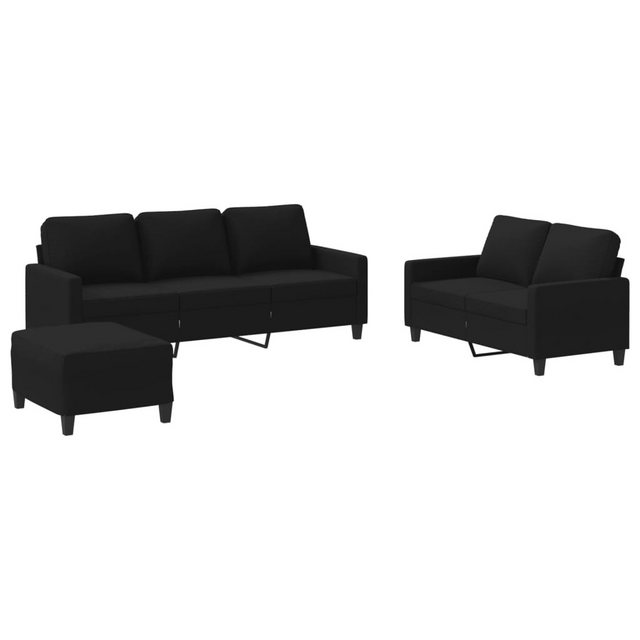 vidaXL Sofa Sofagarnitur mit Kissen Stoff, 3-tlg., Schwarz günstig online kaufen