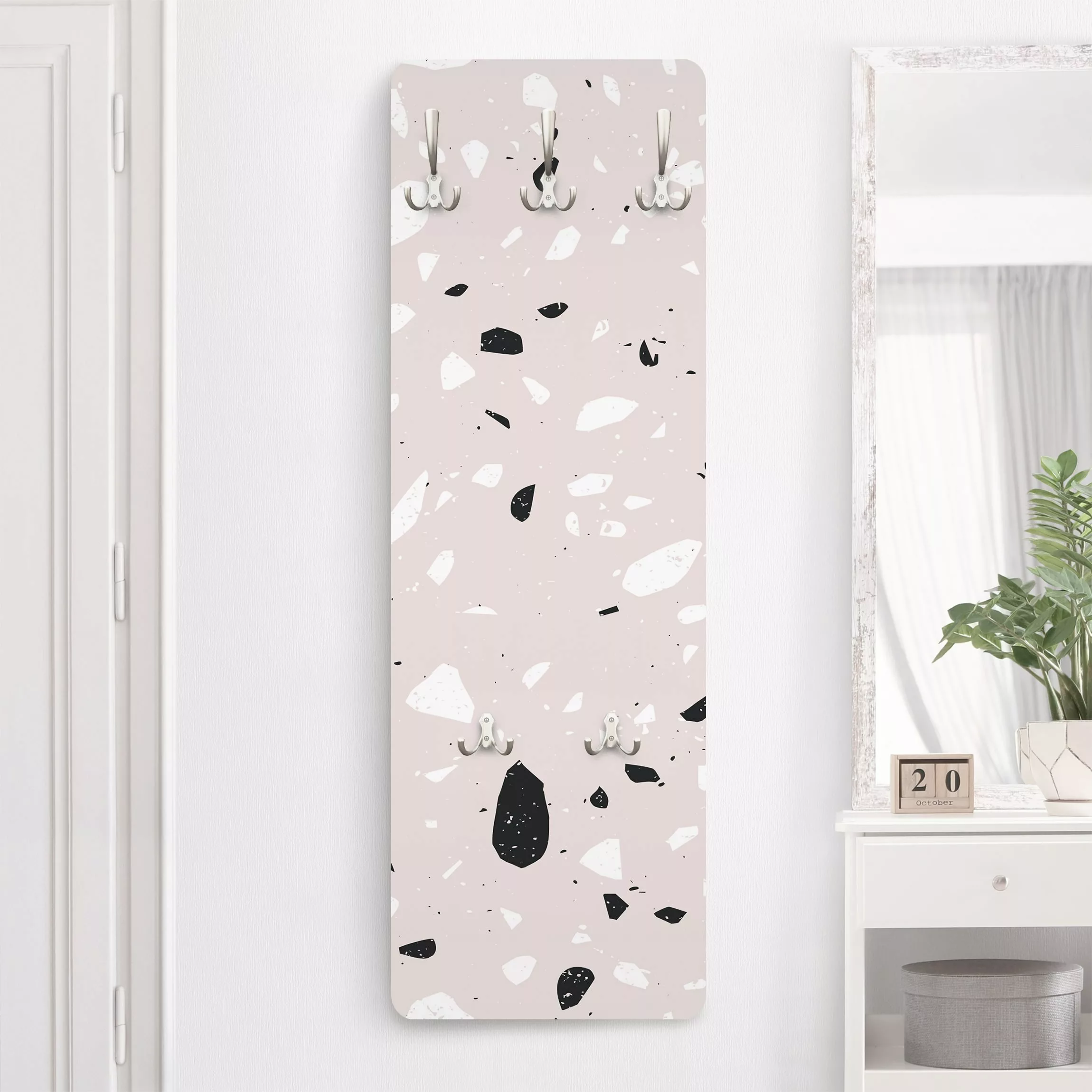 Wandgarderobe Holzpaneel Terrazzo Muster Milano günstig online kaufen