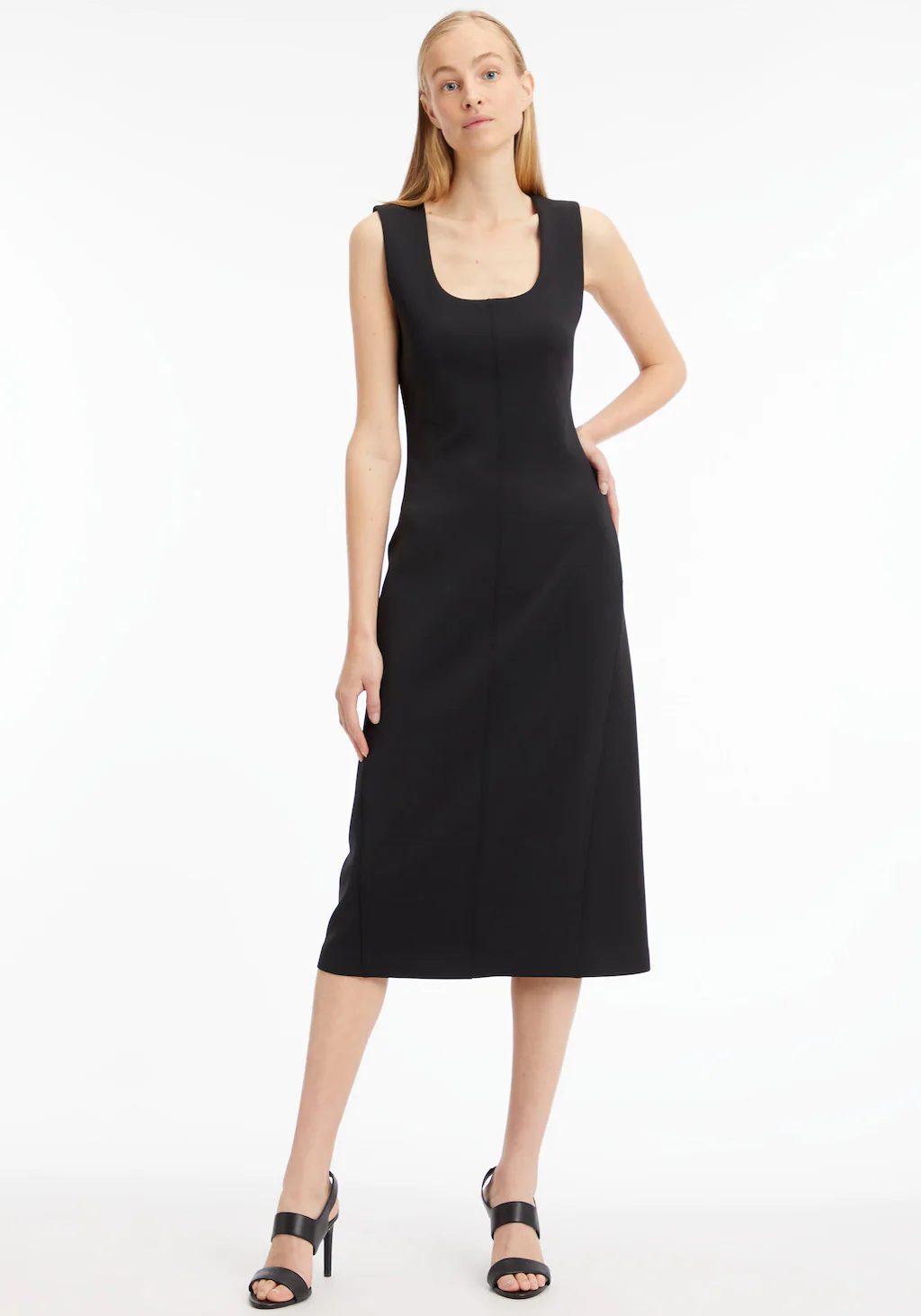 Calvin Klein Midikleid TECHNICAL KNIT MIDI DRESS mit tiefem Rundhalsausschn günstig online kaufen