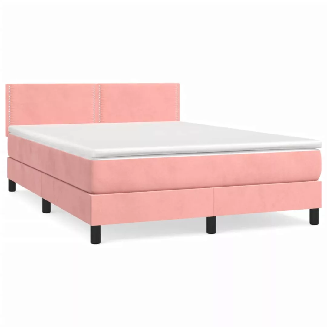 Vidaxl Boxspringbett Mit Matratze Rosa 140x200 Cm Samt günstig online kaufen