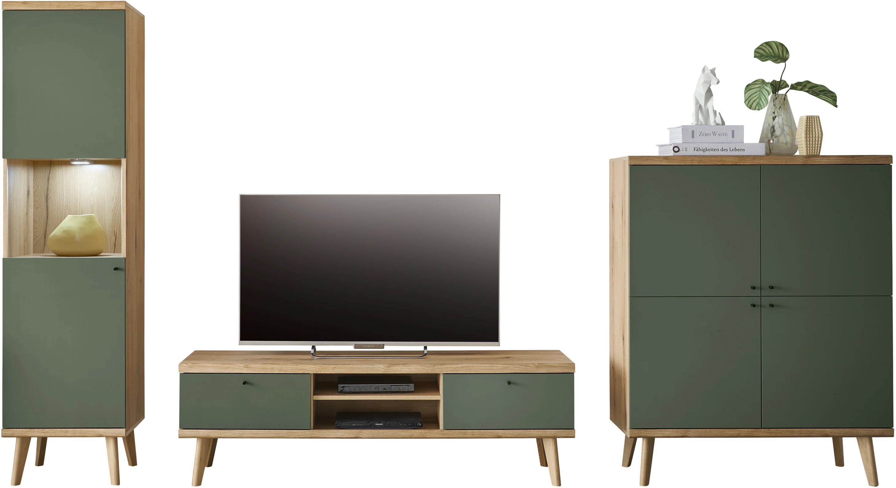 INOSIGN Wohnwand "MAVAS", (Set, 3 St.), in moderner Trendfarbe, Griffe aus günstig online kaufen
