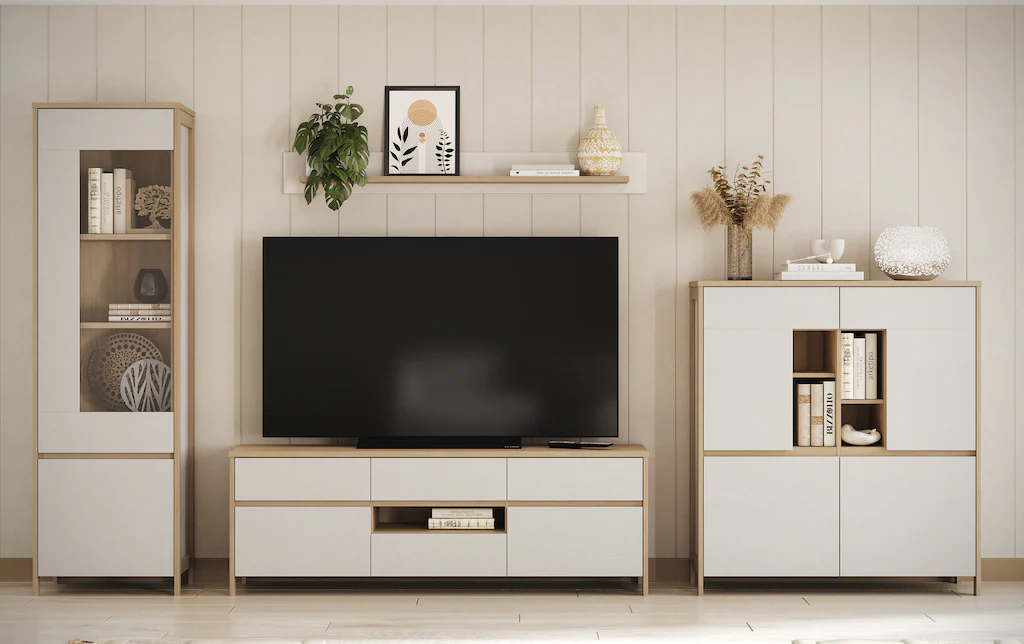 Home affaire Wohnwand "Stranda, moderne Anbauwand, Komplettset im Scandi-St günstig online kaufen
