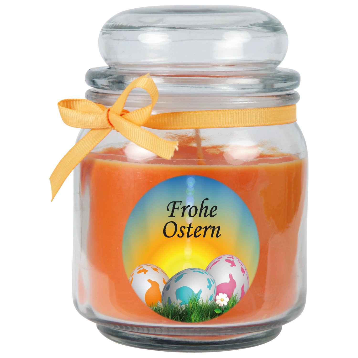 HS Candle Duftkerze & Glas Frohe Ostern Bonbon Ø9 cm Honigmelone Ostereier günstig online kaufen