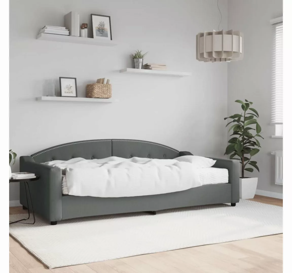 furnicato Bett Tagesbett mit Matratze Dunkelgrau 100x200 cm Stoff (1-tlg) günstig online kaufen