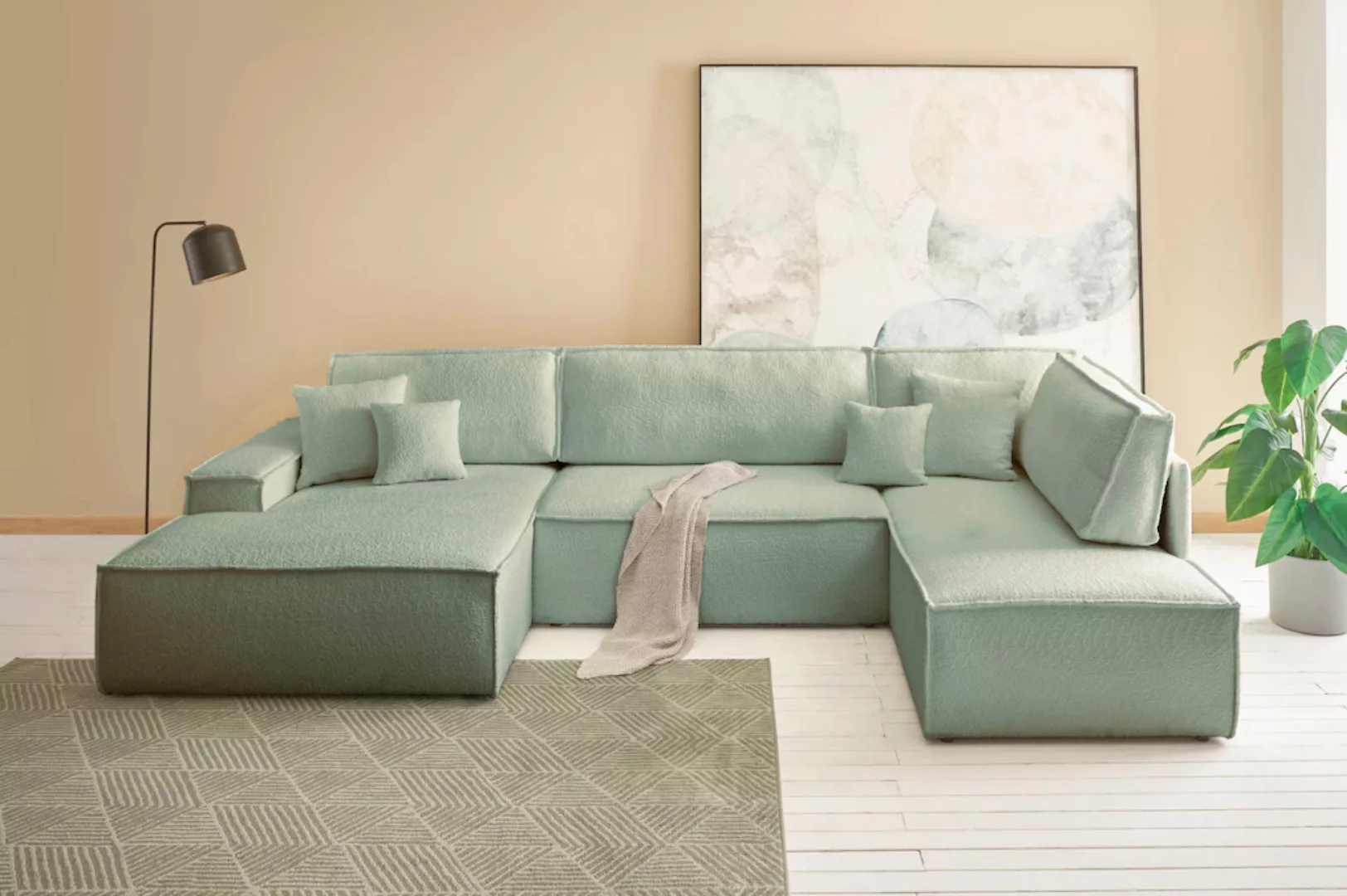 andas Wohnlandschaft "FINNLEY U-Form XXL 329 cm, Schlafsofa, Schlaffunktion günstig online kaufen