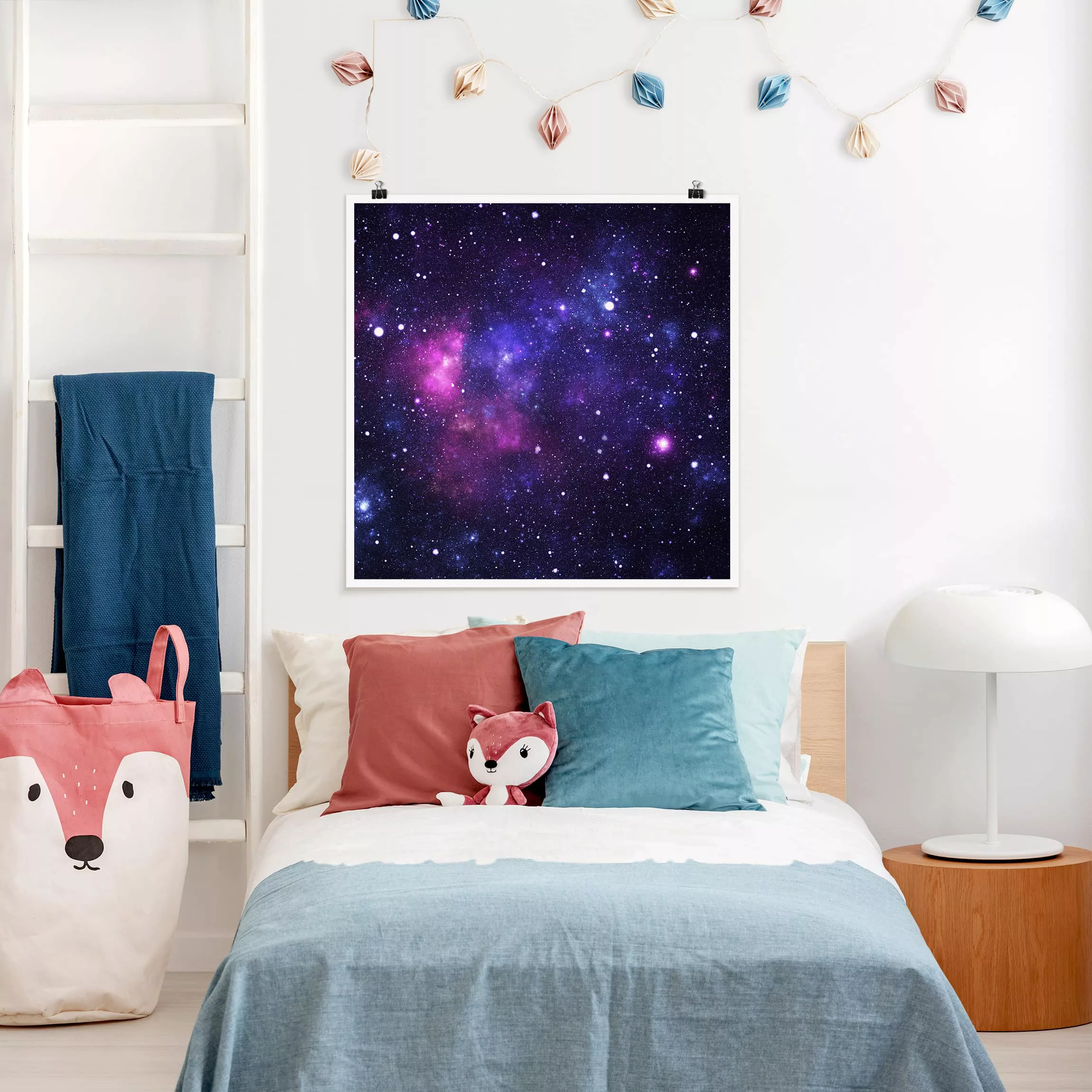 Poster Kinderzimmer - Quadrat Galaxie günstig online kaufen