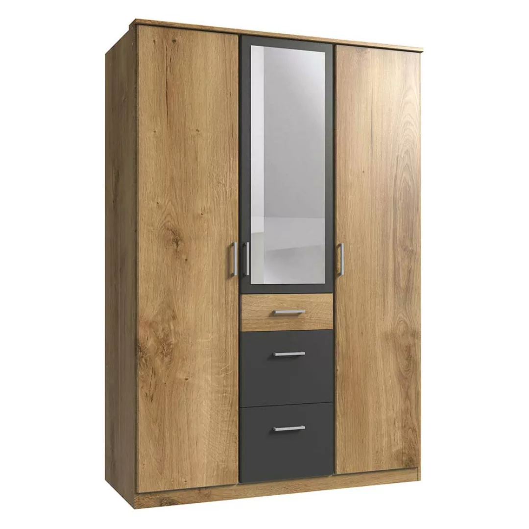 Schlafzimmerkleiderschrank mit Spiegel und drei Schubladen 199 cm hoch günstig online kaufen