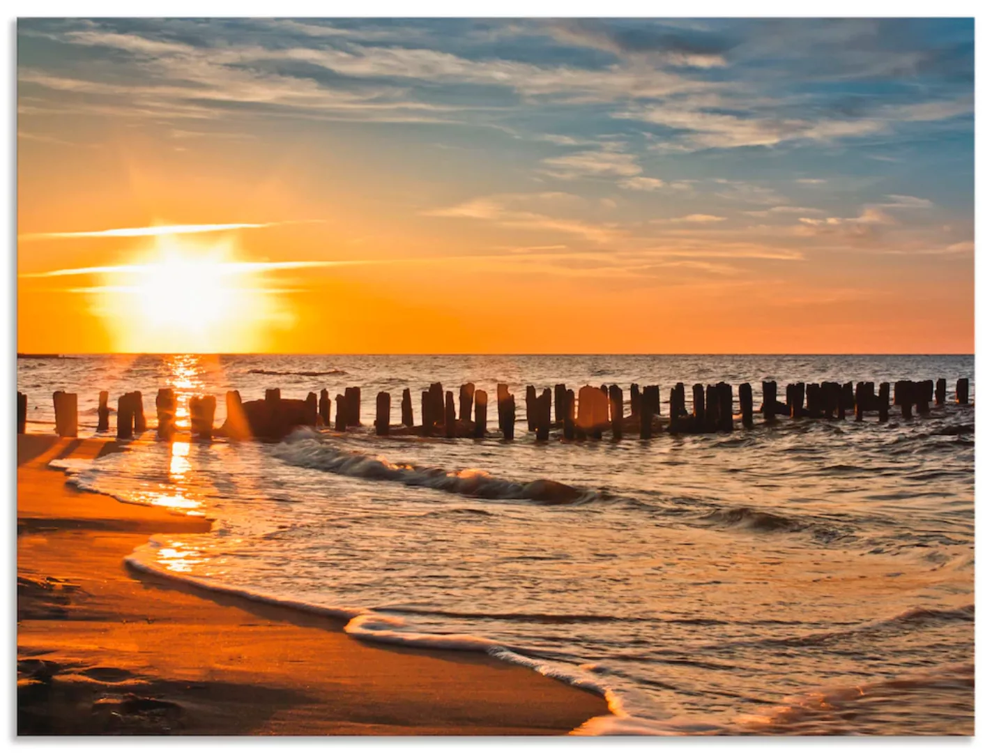 Artland Wandbild "Schöner Sonnenuntergang am Strand", Strand, (1 St.), als günstig online kaufen