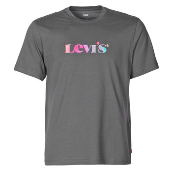 Levi's – Leger geschnittenes T-Shirt in Perlschwarz mit Farbverlauf-Logo au günstig online kaufen