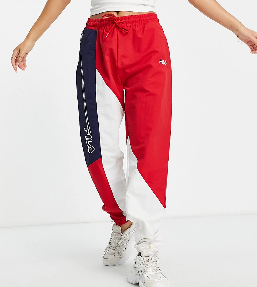 Fila – Retro-Jogginghose in Rot und Marineblau günstig online kaufen