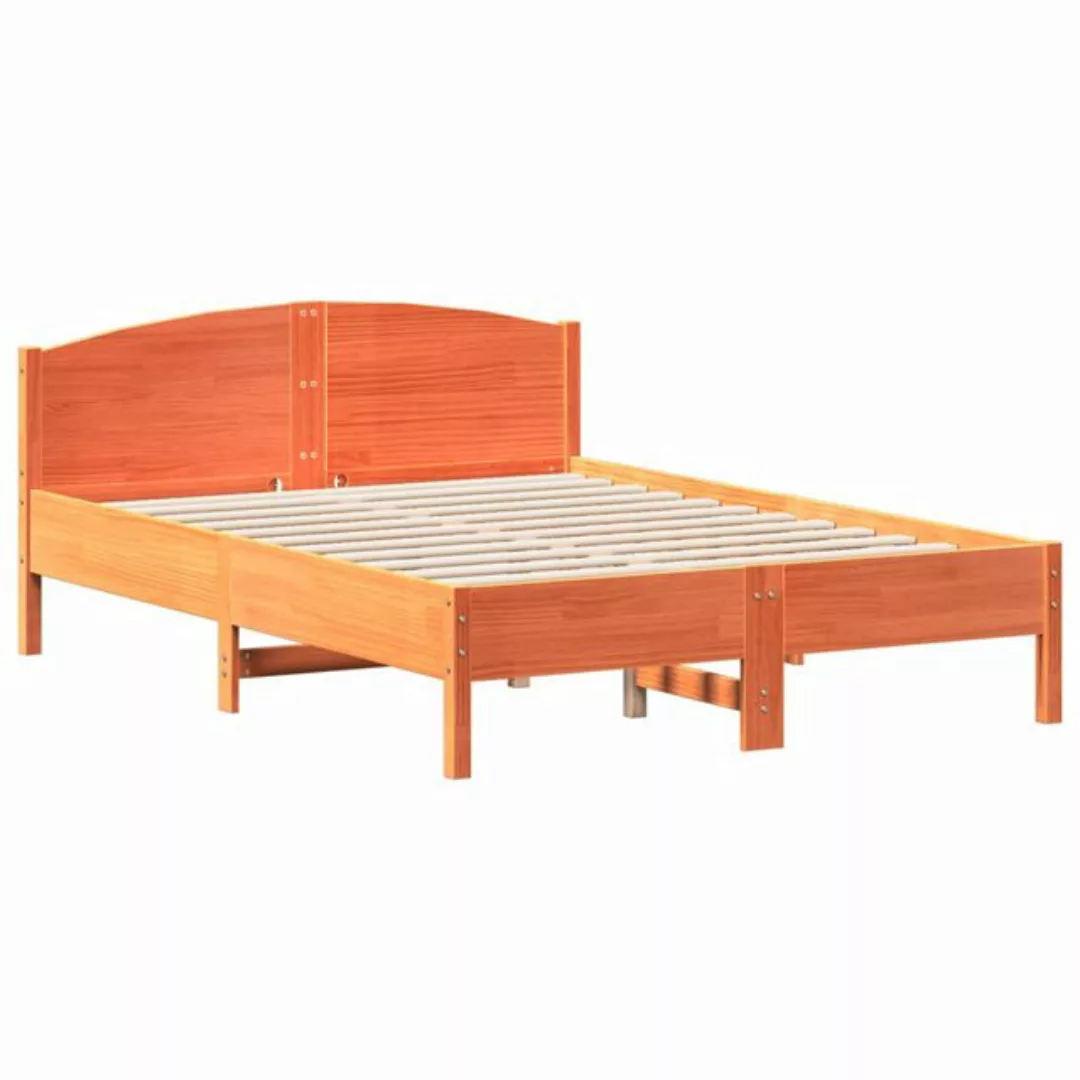 vidaXL Bettgestell Massivholzbett mit Kopfteil Weiß 120x190 cm Kiefer Bett günstig online kaufen