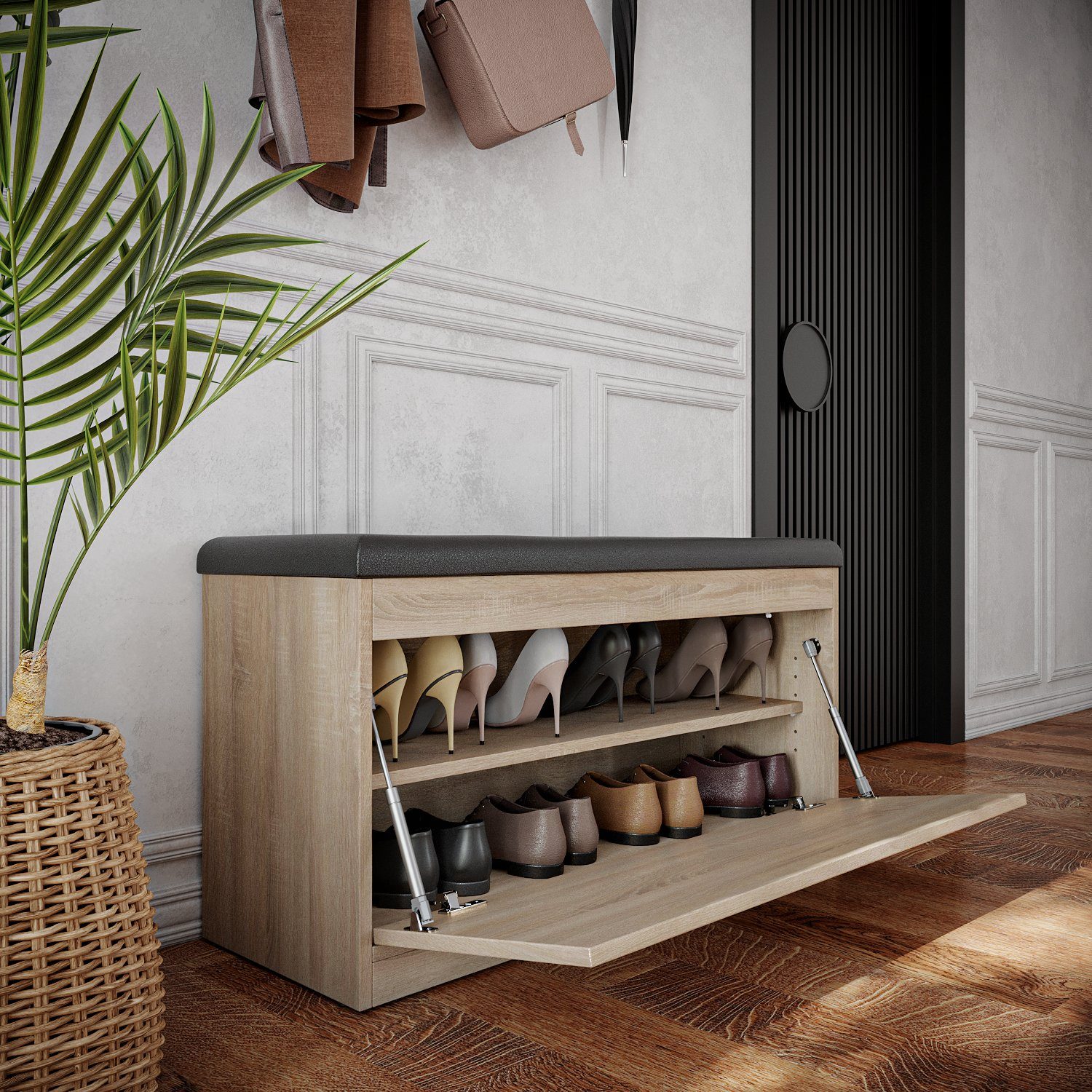 Platan Room Schuhschrank Schuhregal mit Sitzkissen, günstig online kaufen