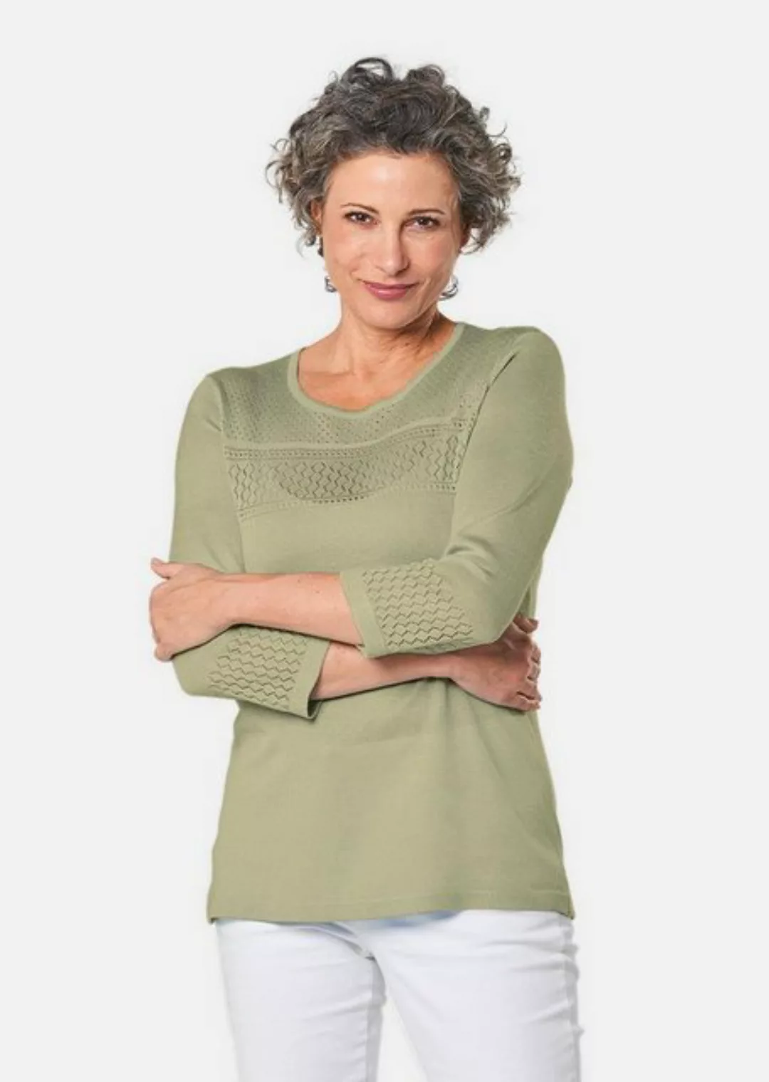 GOLDNER Strickpullover Kurzgröße: Pullover mit schönem Ajourmuster günstig online kaufen