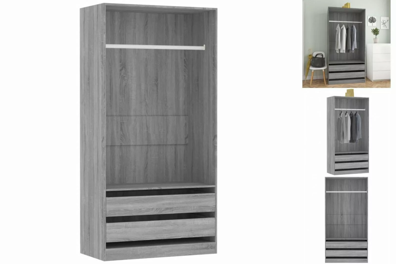 vidaXL Kleiderschrank Kleiderschrank Grau Sonoma 100x50x200 cm Spanplatte günstig online kaufen